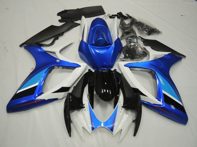 Aftermarket 2006-2007 Blue and White Suzuki GSXR 600-750 Motorcycle Fairings Aftermarket 2006-2007 Blue and White Suzuki GSXR 600-750 Motorcycle Fairings