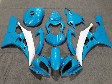 Aftermarket 2006-2007 Blue and White with Pearl Yamaha R6 Motorcycle Fairings
