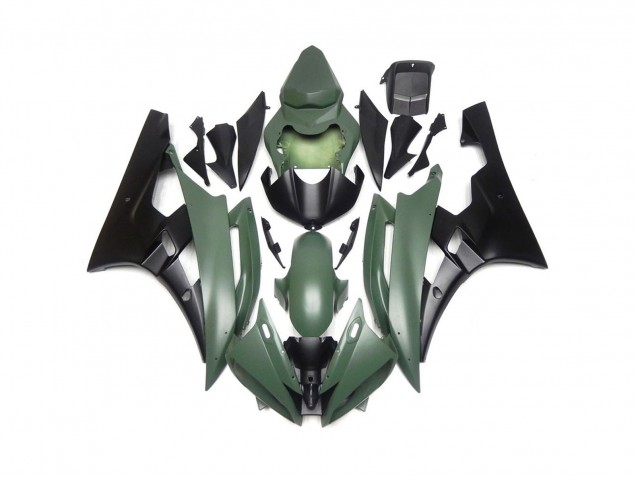 Aftermarket 2006-2007 Custom Matte Green and Black Yamaha R6 Motorcycle Fairings Aftermarket 2006-2007 Custom Matte Green and Black Yamaha R6 Motorcycle Fairings