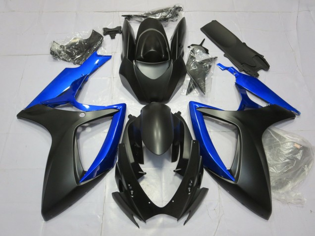 Aftermarket 2006-2007 Gloss Blue and Matte Black Suzuki GSXR 600-750 Motorcycle Fairings Aftermarket 2006-2007 Gloss Blue and Matte Black Suzuki GSXR 600-750 Motorcycle Fairings