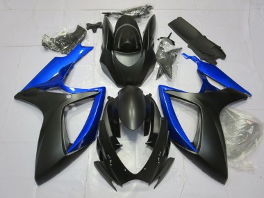 Aftermarket 2006-2007 Gloss Blue and Matte Black Suzuki GSXR 600-750 Motorcycle Fairings