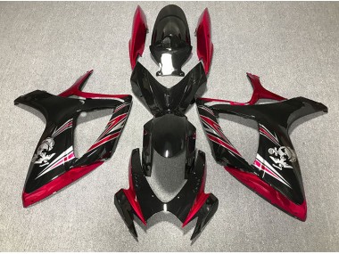 Aftermarket 2006-2007 Gloss Red and Black Design Suzuki GSXR 600-750 Motorcycle Fairings