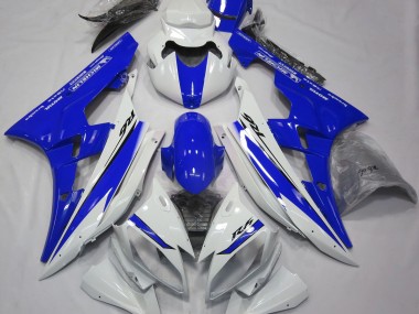 Aftermarket 2006-2007 Gloss White and Blue Yamaha R6 Motorcycle Fairings