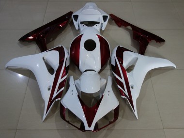 Aftermarket 2006-2007 Gloss White and Deep Red Honda CBR1000RR Motorcycle Fairings