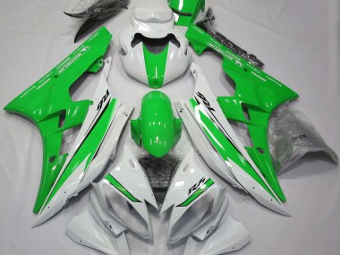 Aftermarket 2006-2007 Gloss White and Green Yamaha R6 Motorcycle Fairings