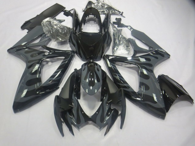 Aftermarket 2006-2007 Grey Flame Suzuki GSXR 600-750 Motorcycle Fairings