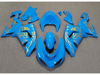 Aftermarket 2006-2007 Light Blue & Gold Kawasaki ZX10R Motorcycle Fairings