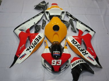 Aftermarket 2006-2007 Light Orange White Repsol Honda CBR1000RR Motorcycle Fairings