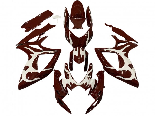 Aftermarket 2006-2007 Maroon and White Suzuki GSXR 600-750 Motorcycle Fairings Aftermarket 2006-2007 Maroon and White Suzuki GSXR 600-750 Motorcycle Fairings