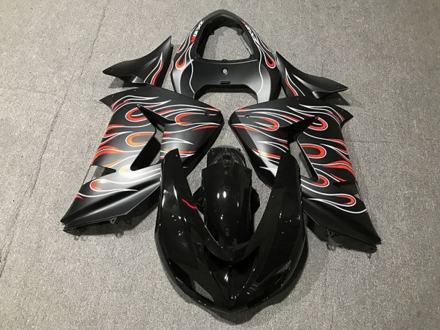 Aftermarket 2006-2007 Matte Black & Flame Kawasaki ZX10R Motorcycle Fairings Aftermarket 2006-2007 Matte Black & Flame Kawasaki ZX10R Motorcycle Fairings
