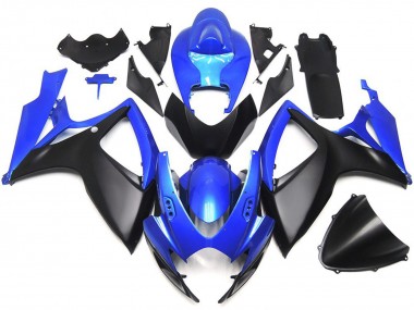 Aftermarket 2006-2007 Matte Black and Blue OEM Custom Style Suzuki GSXR 600-750 Motorcycle Fairings
