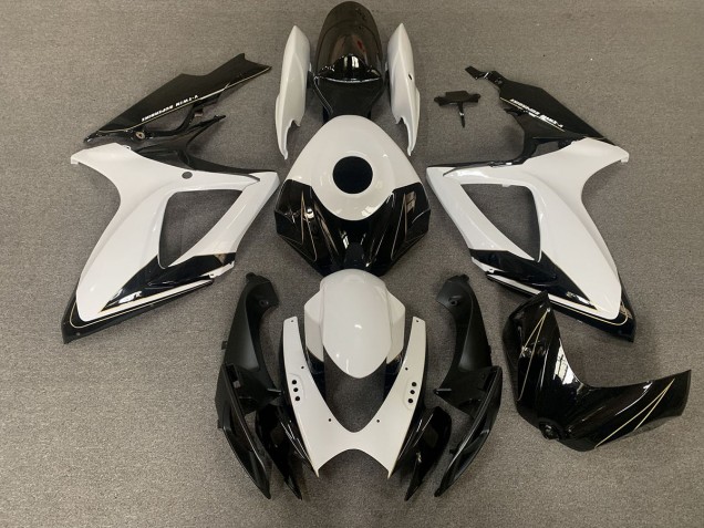 Aftermarket 2006-2007 Matte Black and Gloss White Suzuki GSXR 600-750 Motorcycle Fairings Aftermarket 2006-2007 Matte Black and Gloss White Suzuki GSXR 600-750 Motorcycle Fairings