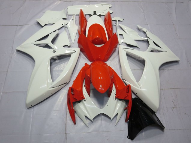 Aftermarket 2006-2007 Orange and White Suzuki GSXR 600-750 Motorcycle Fairings Aftermarket 2006-2007 Orange and White Suzuki GSXR 600-750 Motorcycle Fairings