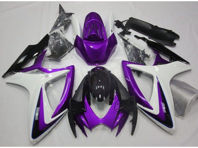 Aftermarket 2006-2007 Purple & White Debadged Suzuki GSXR 600-750 Motorcycle Fairings Aftermarket 2006-2007 Purple & White Debadged Suzuki GSXR 600-750 Motorcycle Fairings