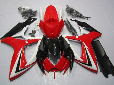 Aftermarket 2006-2007 Red Black and White Suzuki GSXR 600-750 Motorcycle Fairings