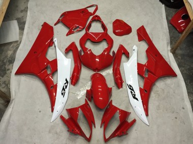 Aftermarket 2006-2007 Red and White C2W Yamaha R6 Motorcycle Fairings