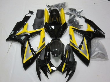 Aftermarket 2006-2007 Silver and Black Yellow Suzuki GSXR 600-750 Motorcycle Fairings