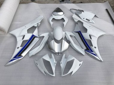 Aftermarket 2006-2007 Silver and Blue Yamaha R6 Motorcycle Fairings