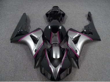 Aftermarket 2006-2007 Silver with Pink Pin Stripe Honda CBR1000RR Motorcycle Fairings