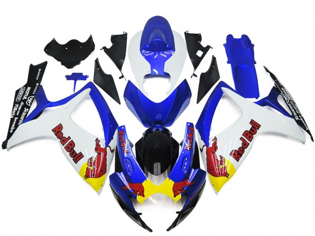 Aftermarket 2006-2007 White and Blue Red Bull Custom Suzuki GSXR 600-750 Motorcycle Fairings Aftermarket 2006-2007 White and Blue Red Bull Custom Suzuki GSXR 600-750 Motorcycle Fairings