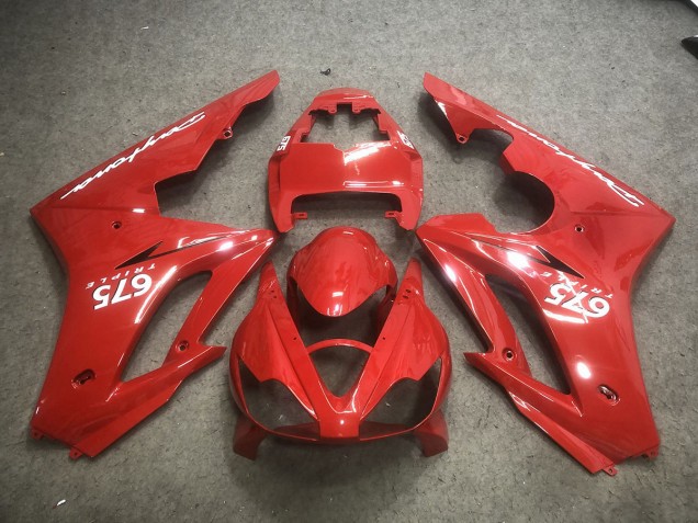 Aftermarket 2006-2008 Red with White Decals Triumph Daytona 675 Motorcycle Fairings Aftermarket 2006-2008 Red with White Decals Triumph Daytona 675 Motorcycle Fairings