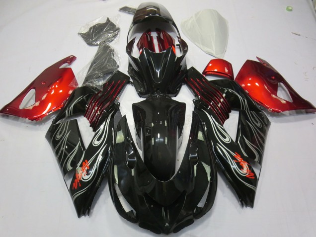Aftermarket 2006-2011 Black Flame Red Kawasaki ZX14R Motorcycle Fairings Aftermarket 2006-2011 Black Flame Red Kawasaki ZX14R Motorcycle Fairings