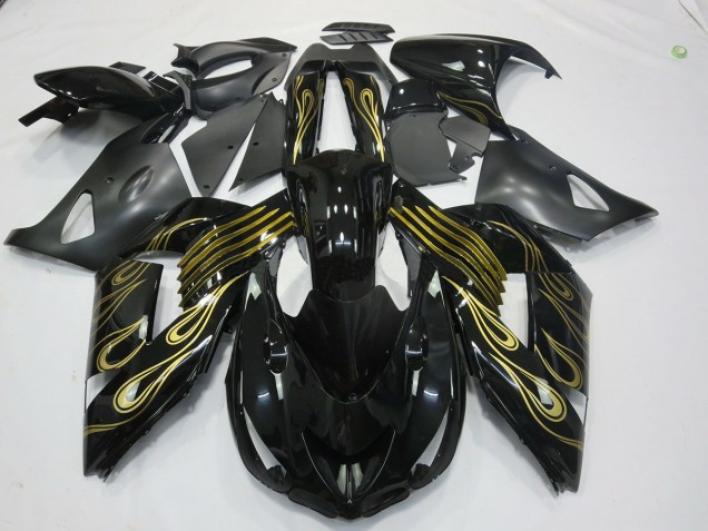 Aftermarket 2006-2011 Black Gold Kawasaki ZX14R Motorcycle Fairings Aftermarket 2006-2011 Black Gold Kawasaki ZX14R Motorcycle Fairings