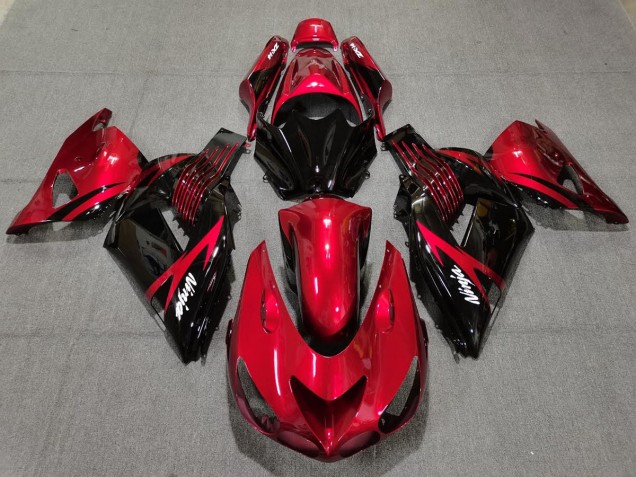 Aftermarket 2006-2011 Fire Red and Black Kawasaki ZX14R Motorcycle Fairings