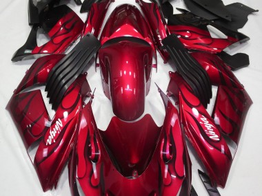 Aftermarket 2006-2011 Gloss Red & Flame Kawasaki ZX14R Motorcycle Fairings