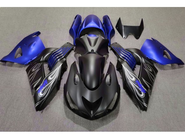 Aftermarket 2006-2011 Matte Black and Blue Kawasaki ZX14R Motorcycle Fairings Aftermarket 2006-2011 Matte Black and Blue Kawasaki ZX14R Motorcycle Fairings