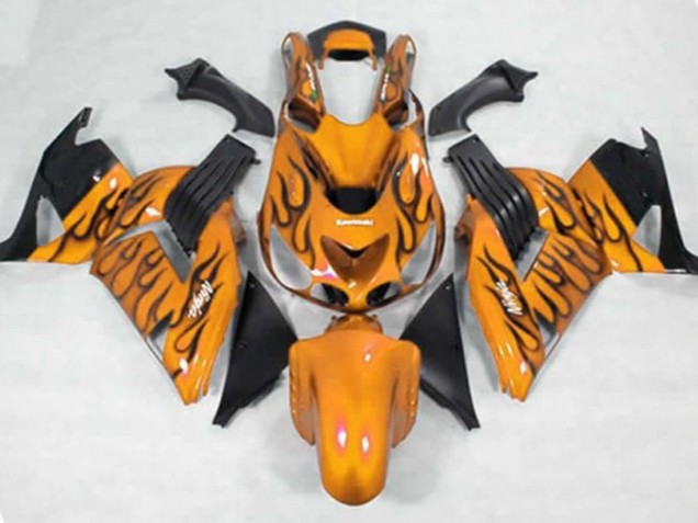 Aftermarket 2006-2011 Yellow Black Flame Kawasaki ZX14R Motorcycle Fairings Aftermarket 2006-2011 Yellow Black Flame Kawasaki ZX14R Motorcycle Fairings