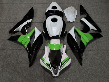 Aftermarket 2007-2008 Black White and Green Honda CBR600RR Motorcycle Fairings