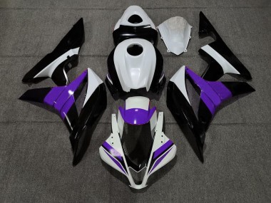 Aftermarket 2007-2008 Black White and Purple Honda CBR600RR Motorcycle Fairings