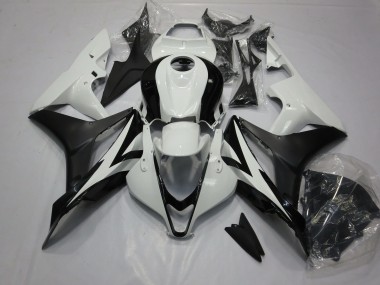 Aftermarket 2007-2008 Clean Black and White Honda CBR600RR Motorcycle Fairings