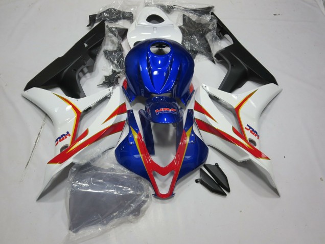 Aftermarket 2007-2008 Deep Blue White and Red HRC Honda CBR600RR Motorcycle Fairings Aftermarket 2007-2008 Deep Blue White and Red HRC Honda CBR600RR Motorcycle Fairings