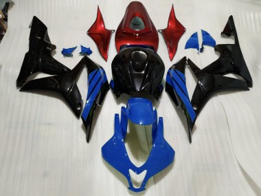 Aftermarket 2007-2008 Gloss Black & Blue and Red Accents Honda CBR600RR Fairings