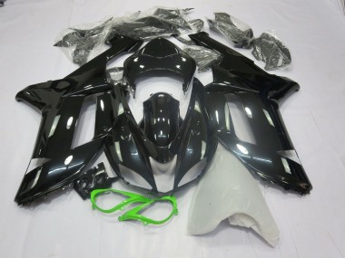 Aftermarket 2007-2008 Gloss Black Green Kawasaki ZX6R Motorcycle Fairings