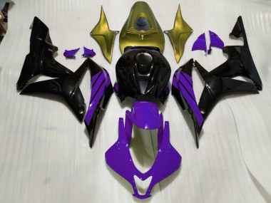 Aftermarket 2007-2008 Gloss Black & Purple and Gold Accents Honda CBR600RR Fairings