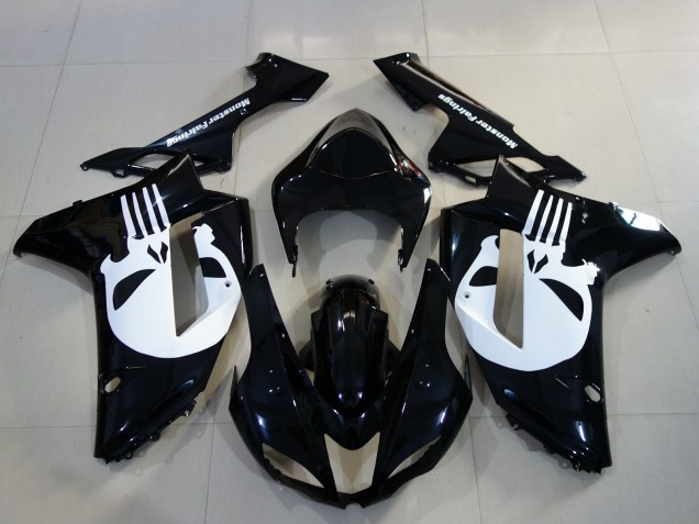 Aftermarket 2007-2008 Gloss Black & Skull Kawasaki ZX6R Motorcycle Fairings