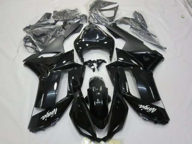 Aftermarket 2007-2008 Gloss Black white decal Kawasaki ZX6R Motorcycle Fairings Aftermarket 2007-2008 Gloss Black white decal Kawasaki ZX6R Motorcycle Fairings