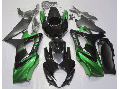 Aftermarket 2007-2008 Gloss Black and Green Suzuki GSXR 1000 Motorcycle Fairings