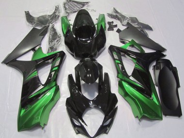 Aftermarket 2007-2008 Gloss Black and Green Suzuki GSXR 1000 Motorcycle Fairings