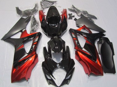 Aftermarket 2007-2008 Gloss Black and Red Suzuki GSXR 1000 Motorcycle Fairings