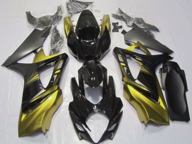 Aftermarket 2007-2008 Gloss Black and Yellow Suzuki GSXR 1000 Motorcycle Fairings