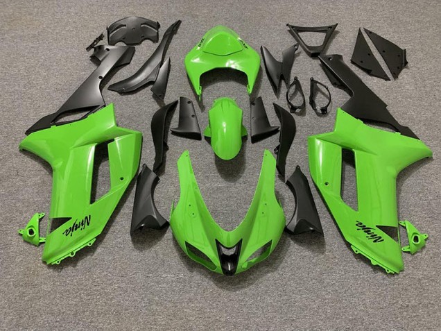 Aftermarket 2007-2008 Gloss Green and Matte Black Kawasaki ZX6R Motorcycle Fairings Aftermarket 2007-2008 Gloss Green and Matte Black Kawasaki ZX6R Motorcycle Fairings