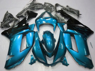 Aftermarket 2007-2008 Gloss Light Blue & Black Kawasaki ZX6R Motorcycle Fairings