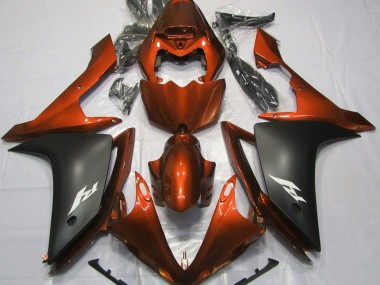 Aftermarket 2007-2008 Gloss Orange and Black Yamaha R1 Motorcycle Fairings