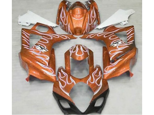 Aftermarket 2007-2008 Gloss Orange and White Flame Suzuki GSXR 1000 Motorcycle Fairings Aftermarket 2007-2008 Gloss Orange and White Flame Suzuki GSXR 1000 Motorcycle Fairings