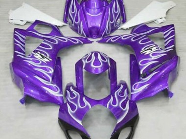 Aftermarket 2007-2008 Gloss Purple and White Flame Suzuki GSXR 1000 Motorcycle Fairings