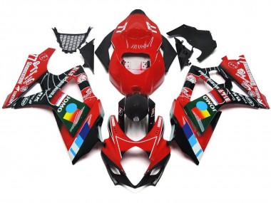 Aftermarket 2007-2008 Gloss Red Multi Color Suzuki GSXR 1000 Motorcycle Fairings